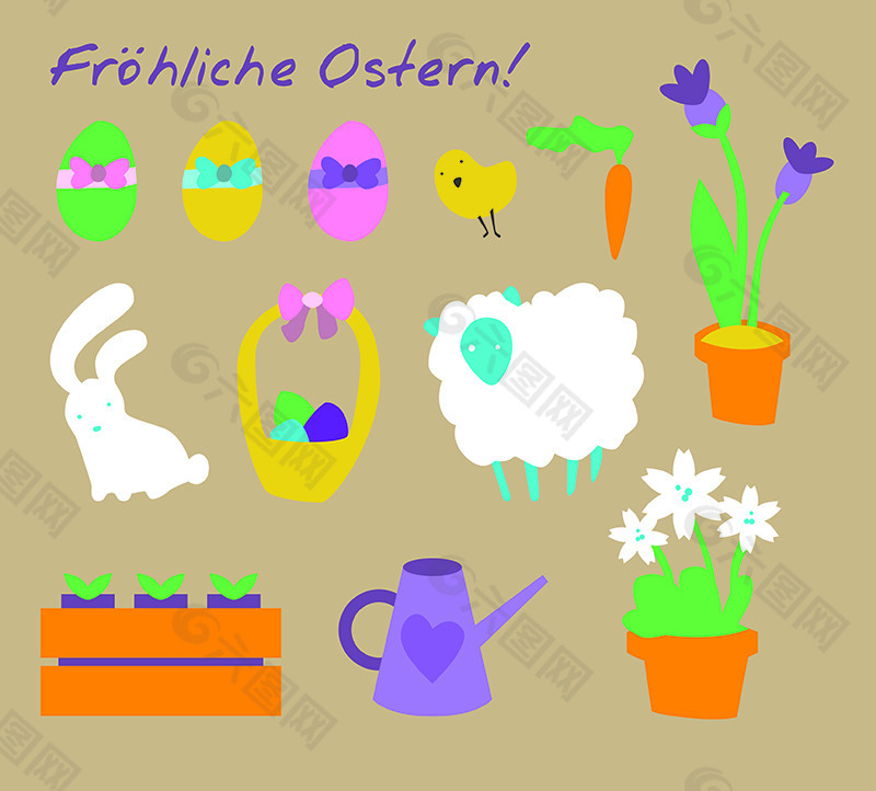 卡通盆栽素材设计