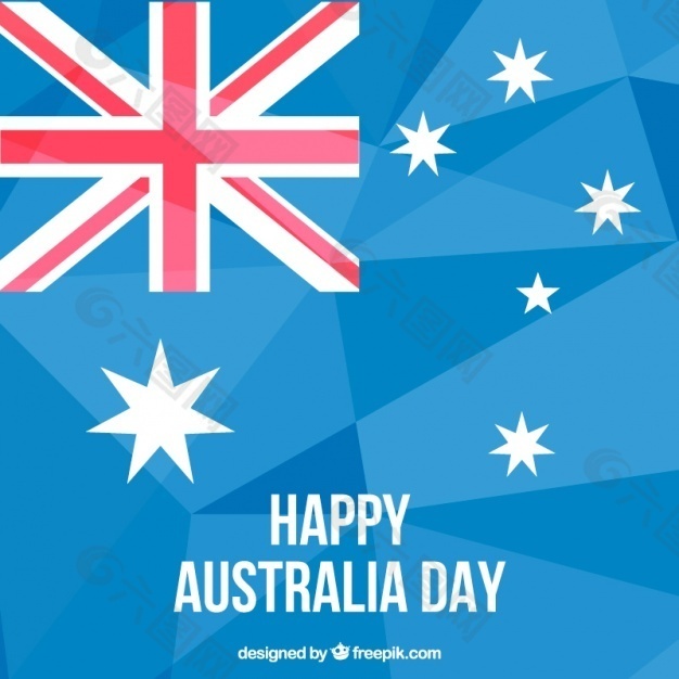 澳大利亚日背景与蓝色色调多边形