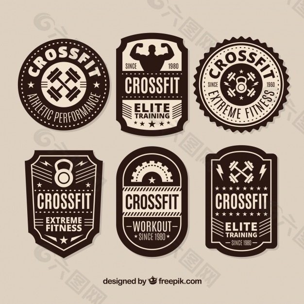黑与白的CrossFit的标签集合