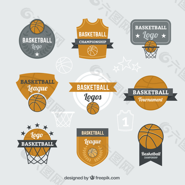 灰色橙色篮球标识