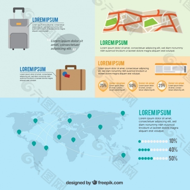旅游信息图表平面模板