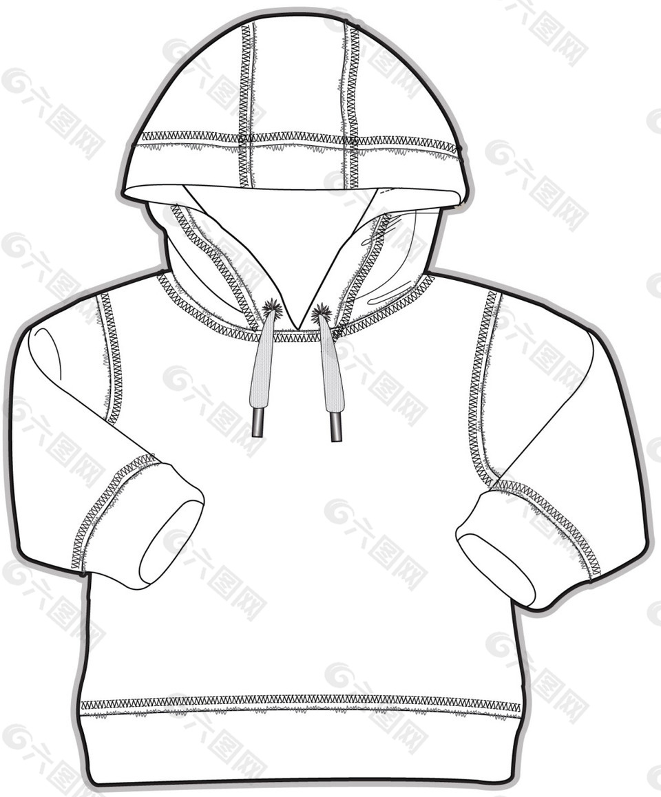 卫衣儿童服装设计秋冬装线稿矢量素材