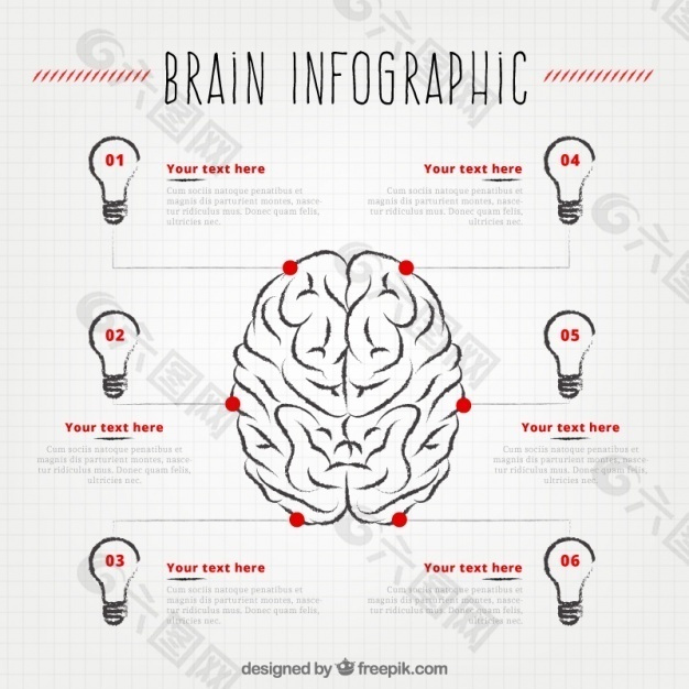 六灯泡人脑的信息图表