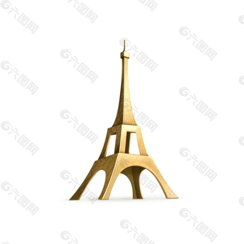 手绘金色铁塔元素