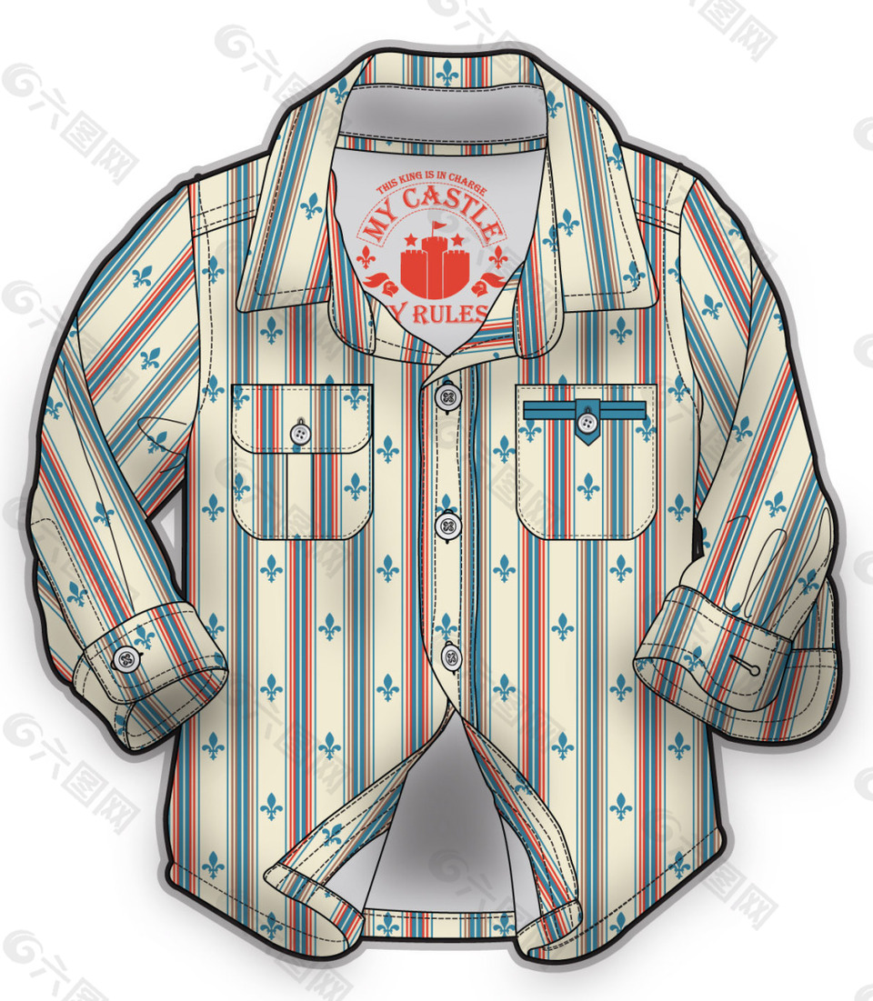 长袖条纹衬衫小男孩服装设计彩色图案产品工业素材免费下载(图片编号: