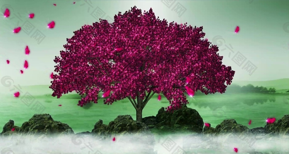 大气唯美炫丽的高清三维大树梦幻舞台背景