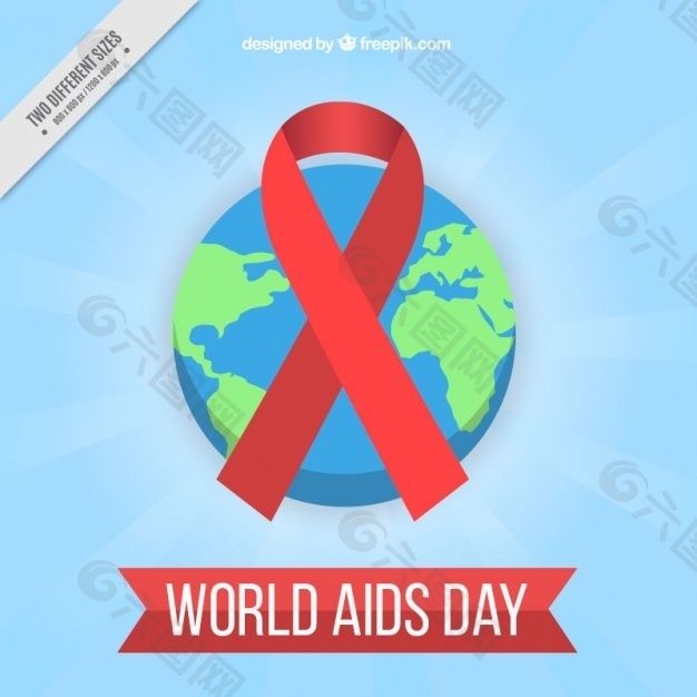 世界艾滋病日背景与红丝带和世界