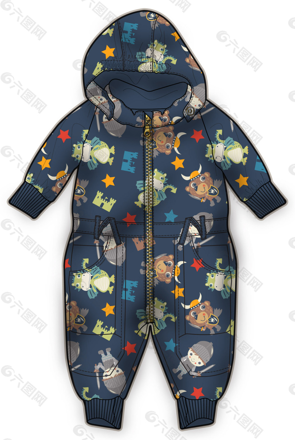 深蓝色婴儿服装彩色设计矢量素材