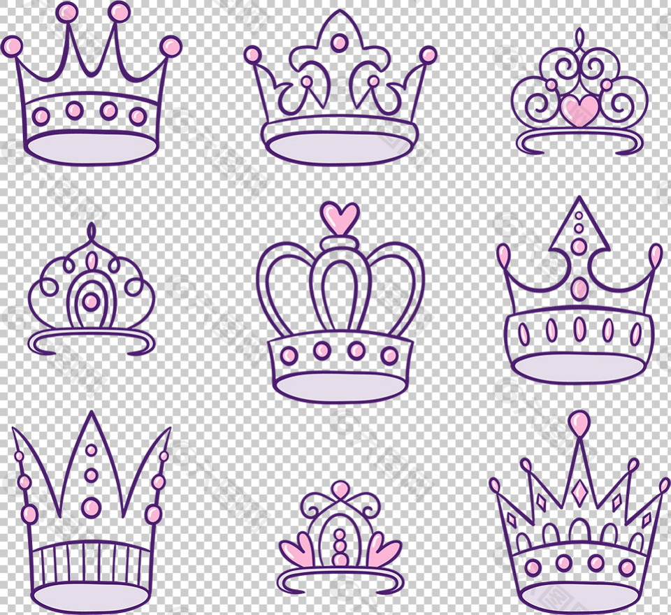 紫色皇冠图标免抠png透明图层素材