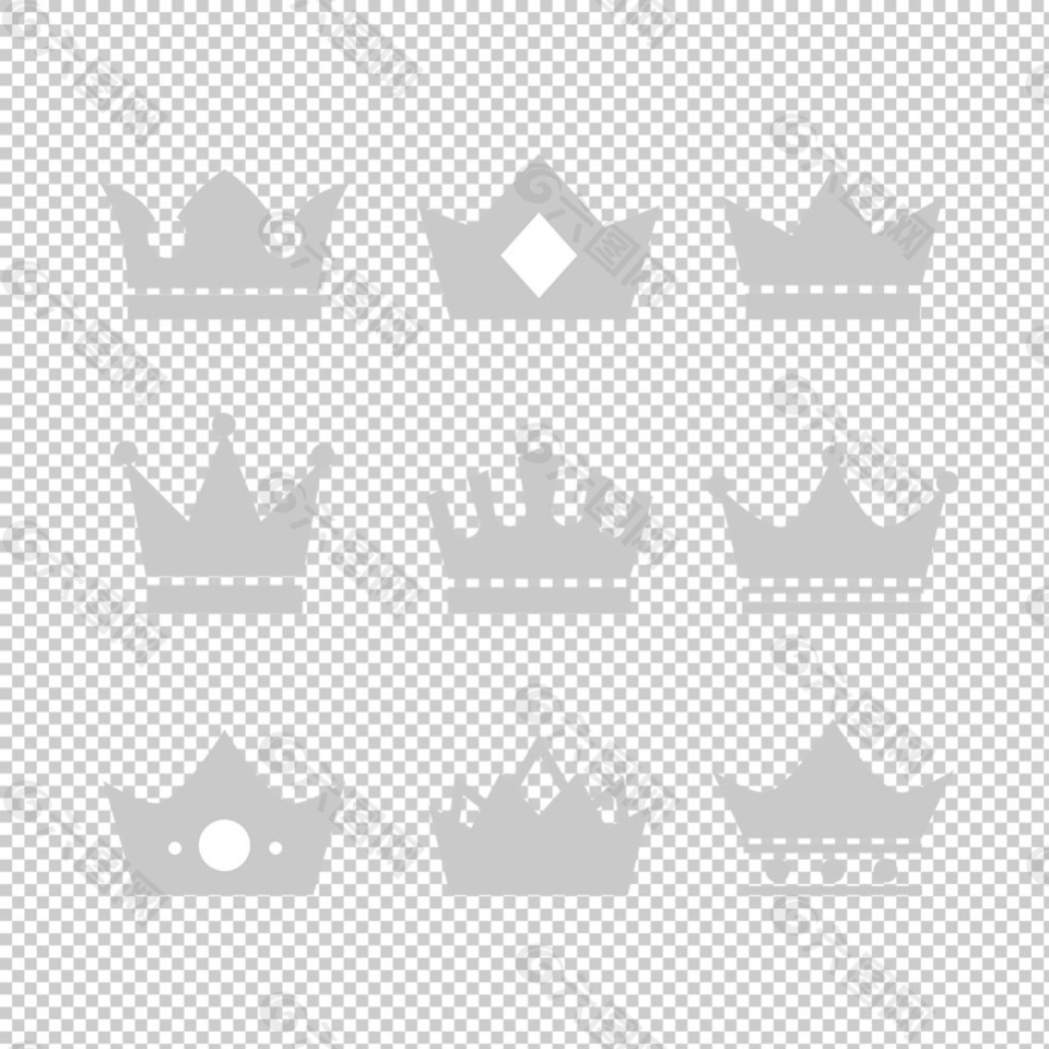 灰白皇冠图标免抠png透明图层素材