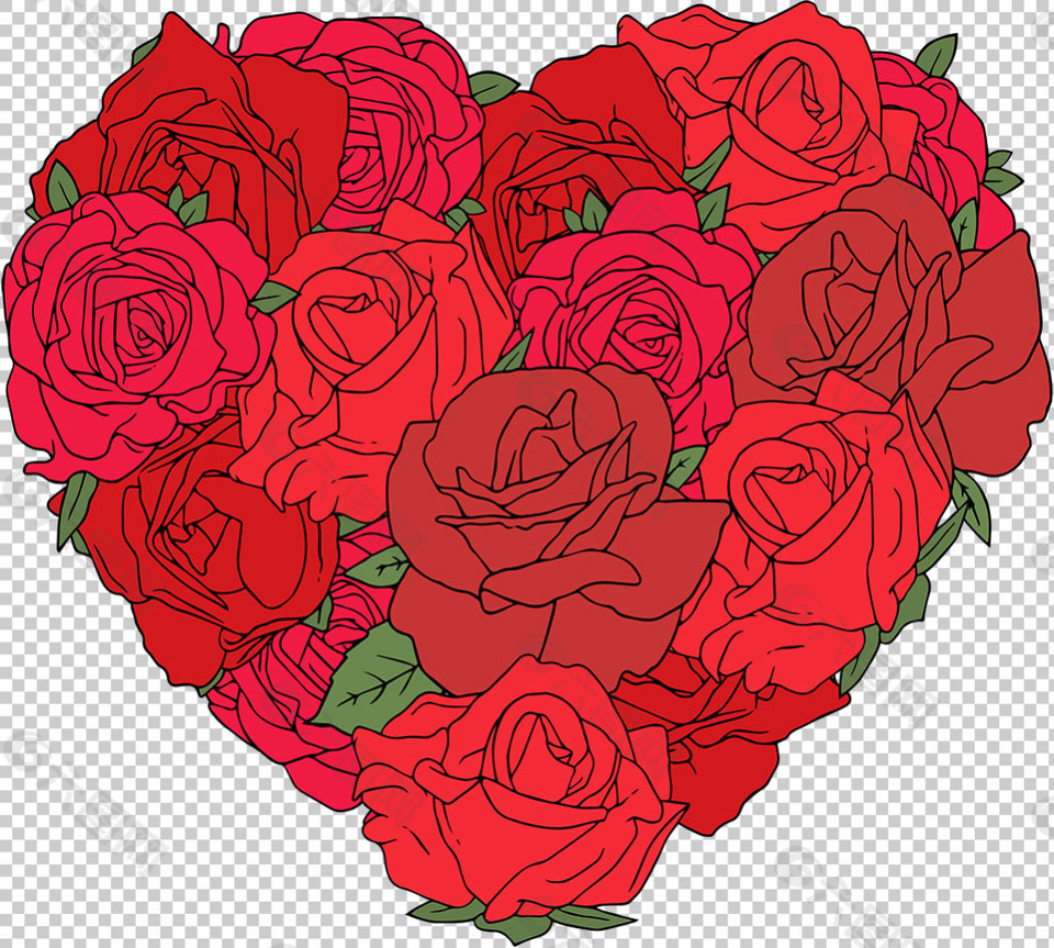 红色玫瑰花心形图标免抠png透明图层素材