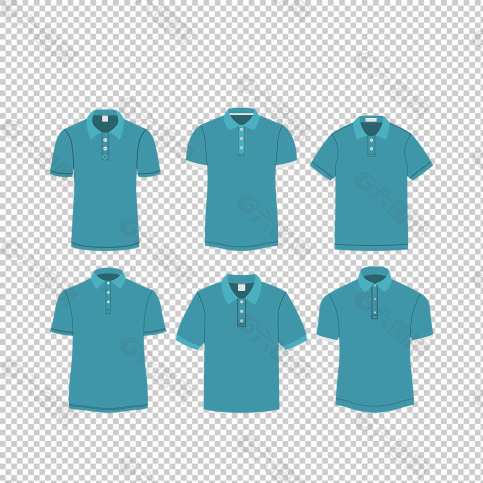 蓝色T恤衫模板免抠png透明图层素材