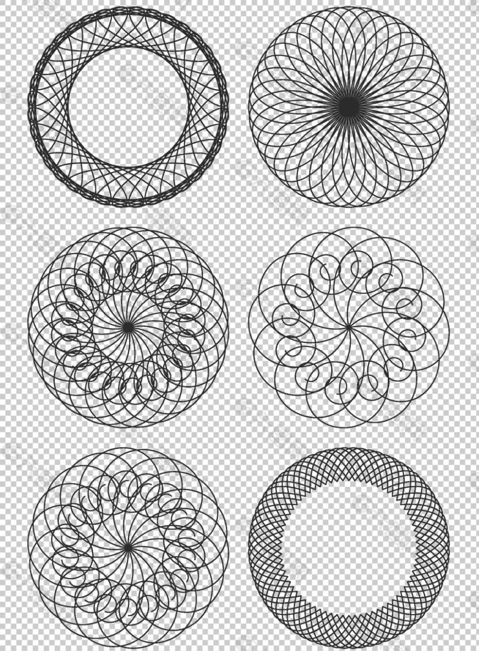 抽象對稱圓形圖案花紋免摳png透明素材設計元素素材免費下載(圖片編號
