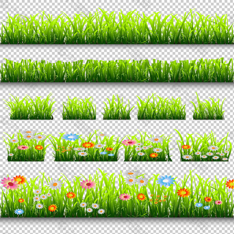 绿色草地装饰图案免抠png透明图层素材