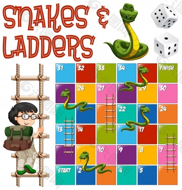 桌游模板梯子和蛇的插图设计元素素材免费下载(图片编号:8749793)