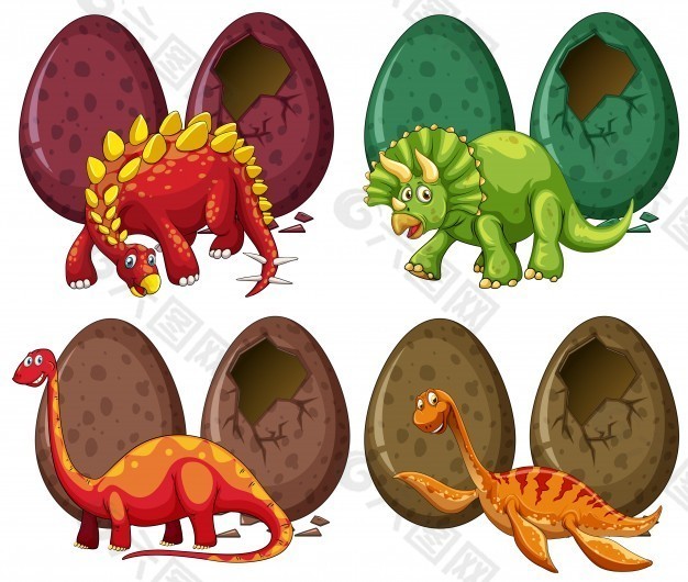四种恐龙蛋插图