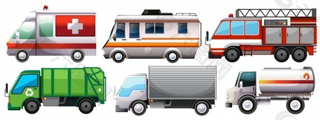 不同类型的服务卡车插图