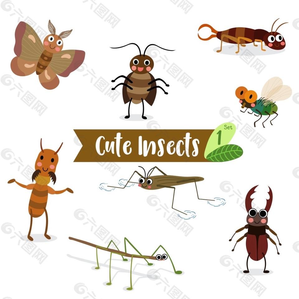 昆虫卡通形象矢量素材