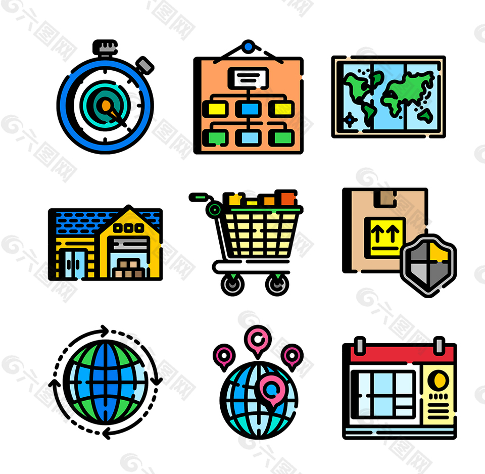 手绘快递运输图标