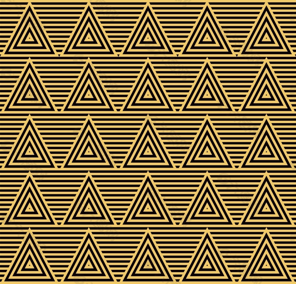 线条三角形金色图形连续背景矢量