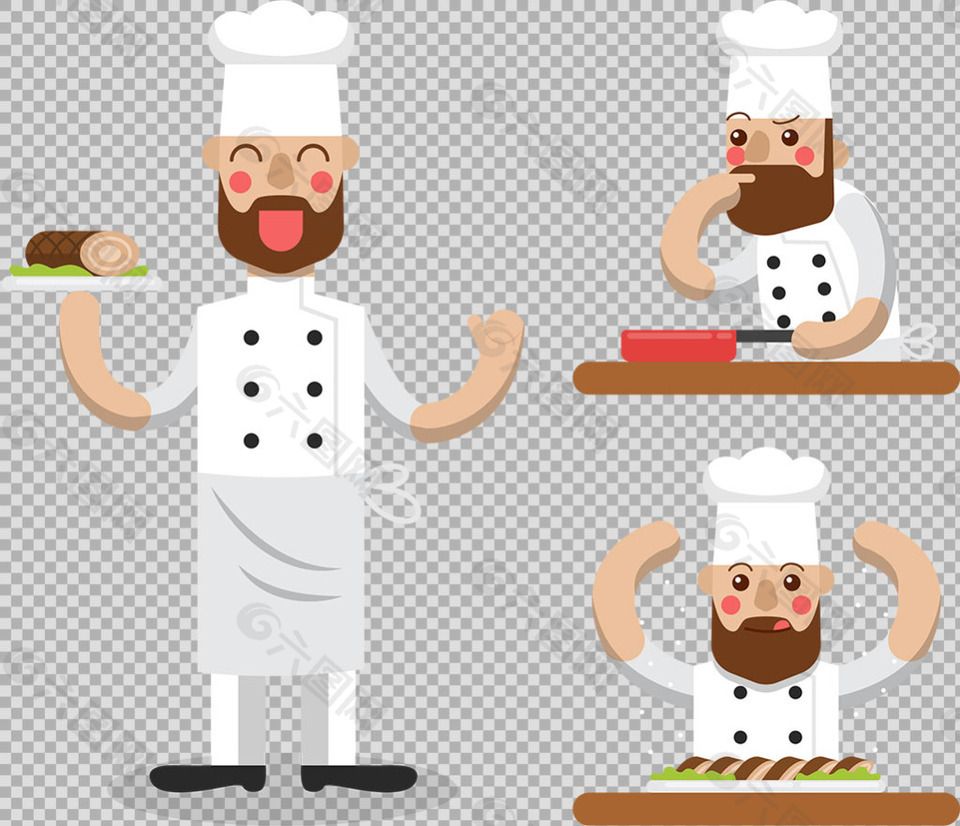 快乐厨师人物插图免抠png透明图层素材