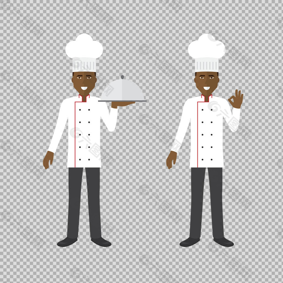 黑人厨师人物插图免抠png透明图层素材