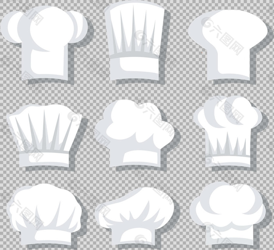 扁平白色厨师帽免抠png透明图层素材
