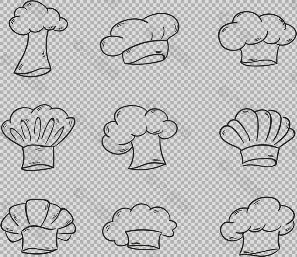 线描风格厨师帽免抠png透明图层素材
