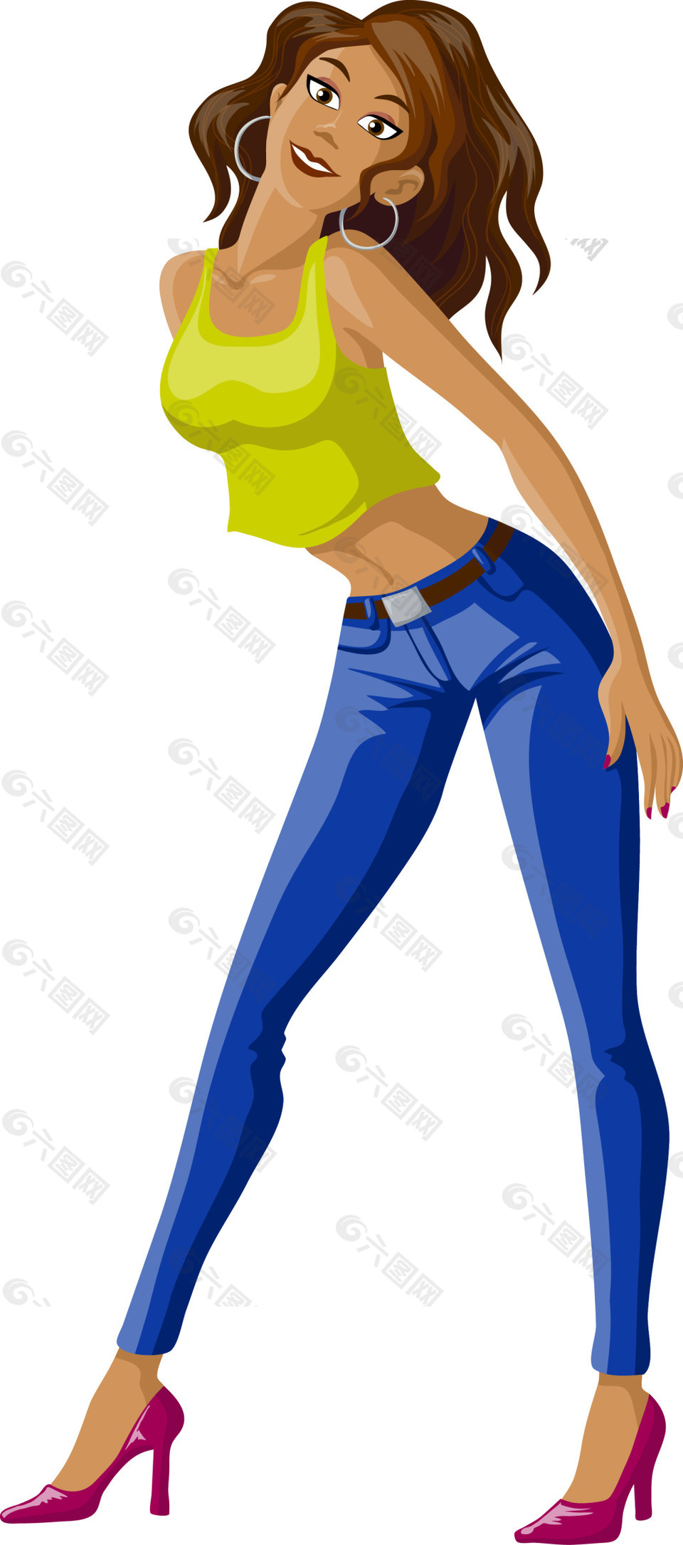 卡通热舞的女性素材设计