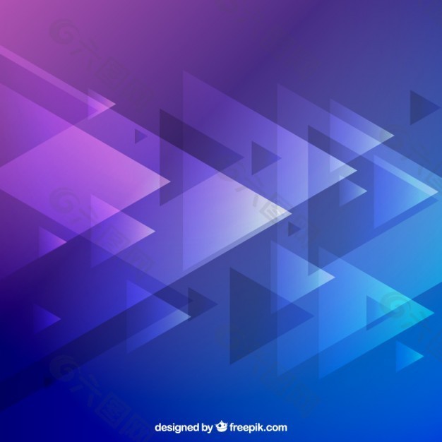 背景是紫色和蓝色的三角形。
