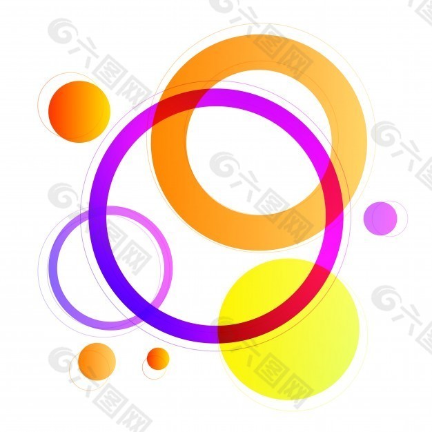 五彩圆圈几何元素，现代抽象背景。