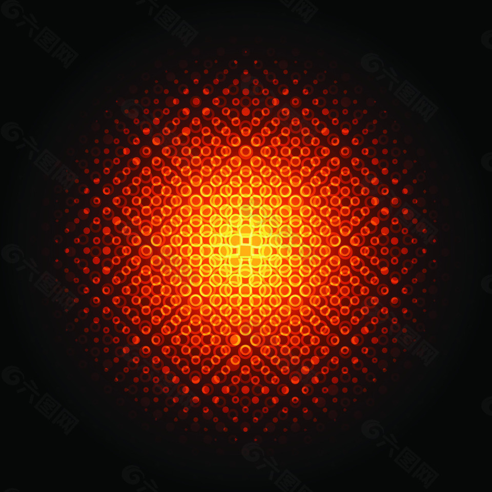红色点阵抽象技术科技矢量背景