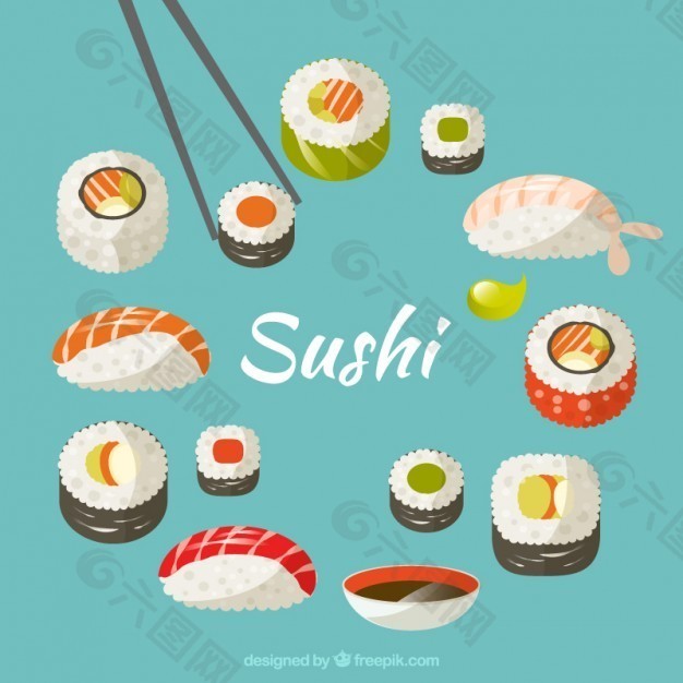 寿司的手绘品种