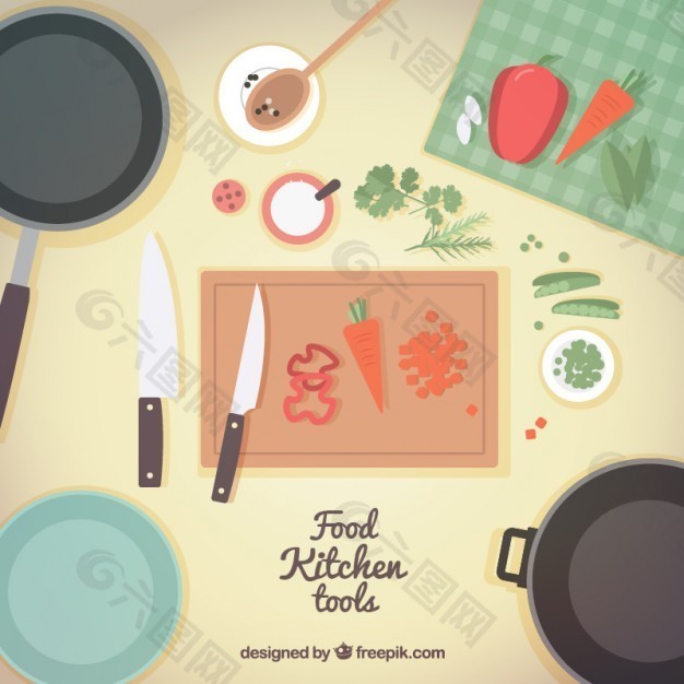 厨房用具和食品