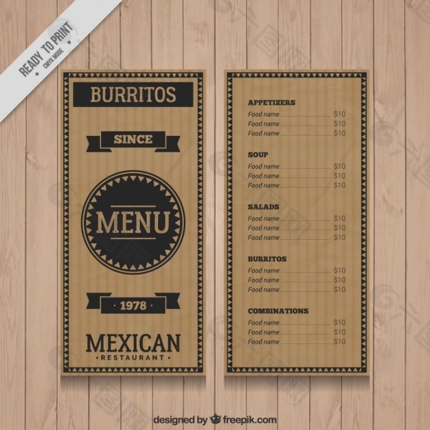墨西哥餐厅菜单模板