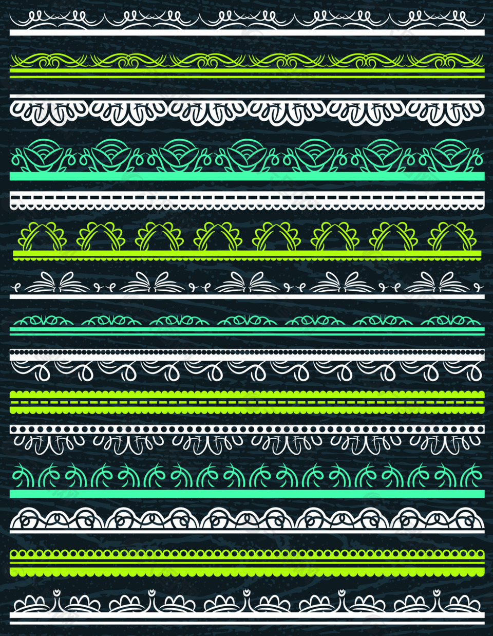 绿色花纹分割线与复古装饰元素