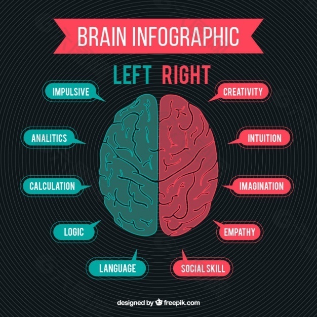 绿色和红色的人脑的信息图表
