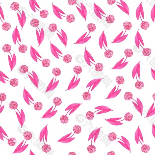 粉红色水彩花图案