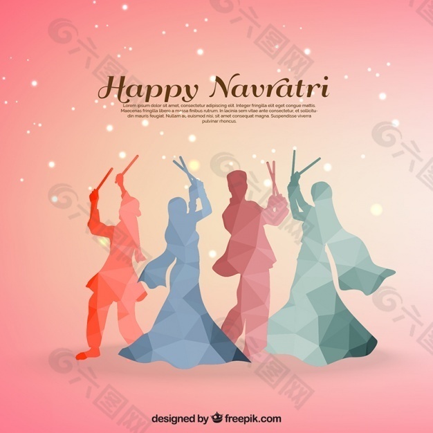 Navratri背景多边形风格的传统舞蹈