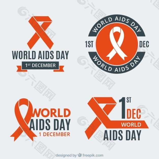 带世界爱滋病日彩带的徽章