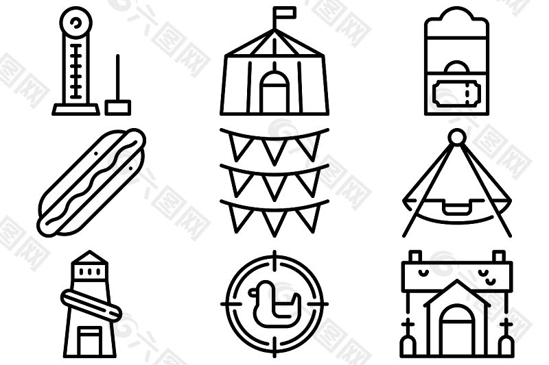 游乐园元素图标ICON