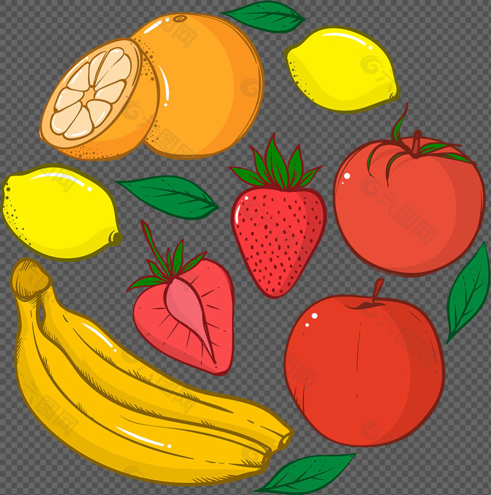 各种手绘水果插画图标免抠png透明素材