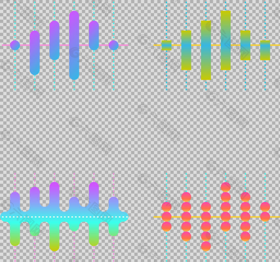 彩色抽象声波图案免抠png透明图层素材
