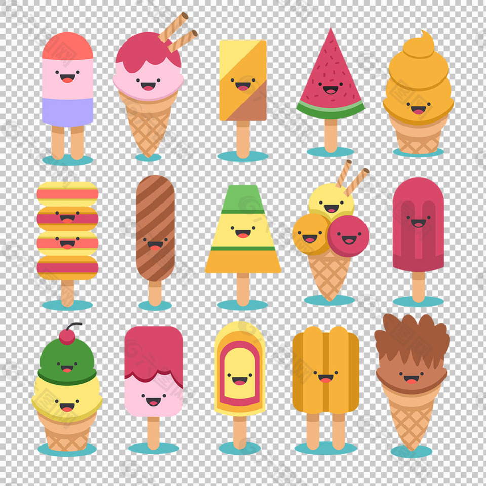 可爱卡通冰淇淋免抠png透明图层素材