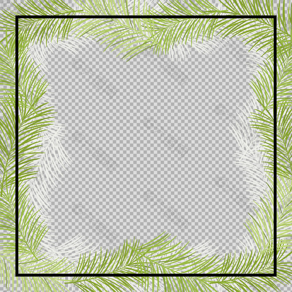 绿叶花边边框免抠png透明图层素材