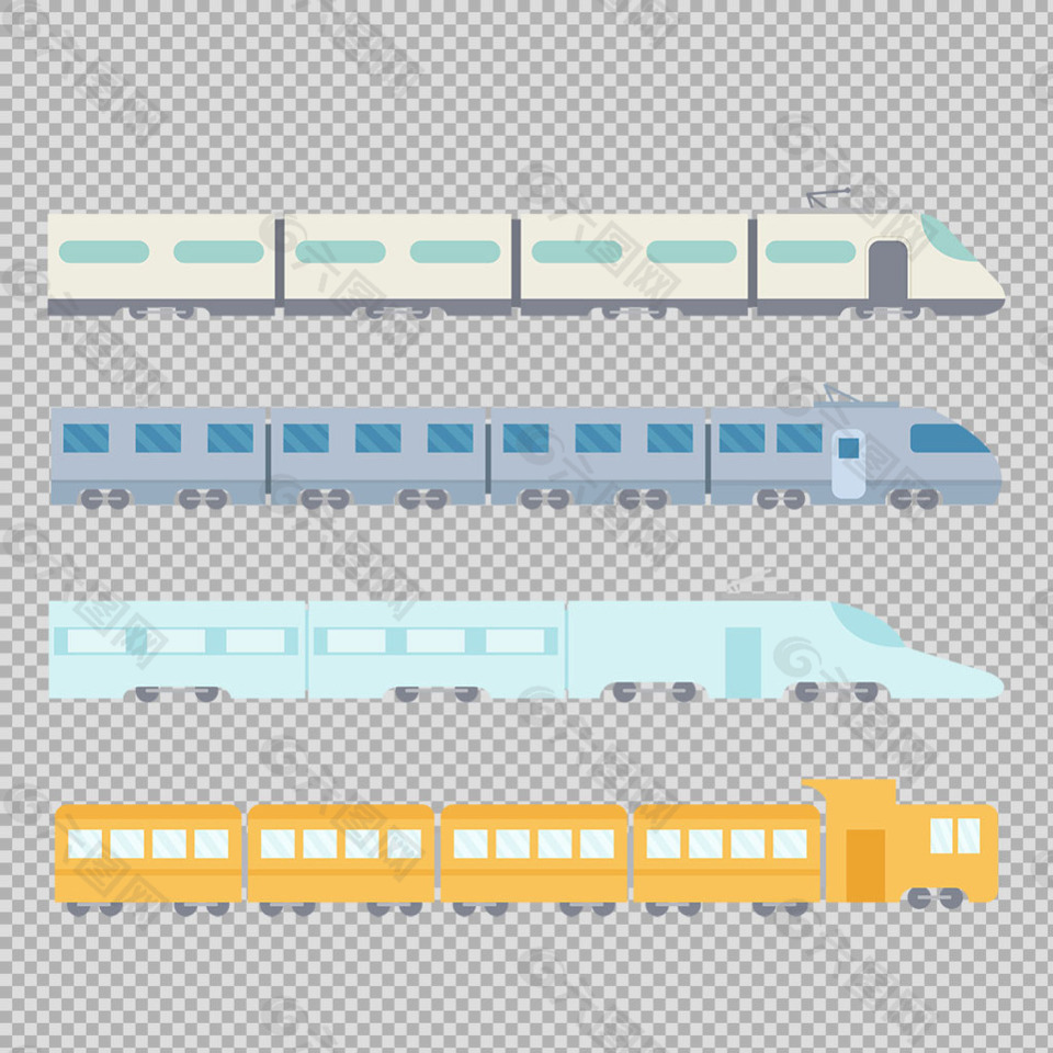 火车手绘插图免抠png透明图层素材