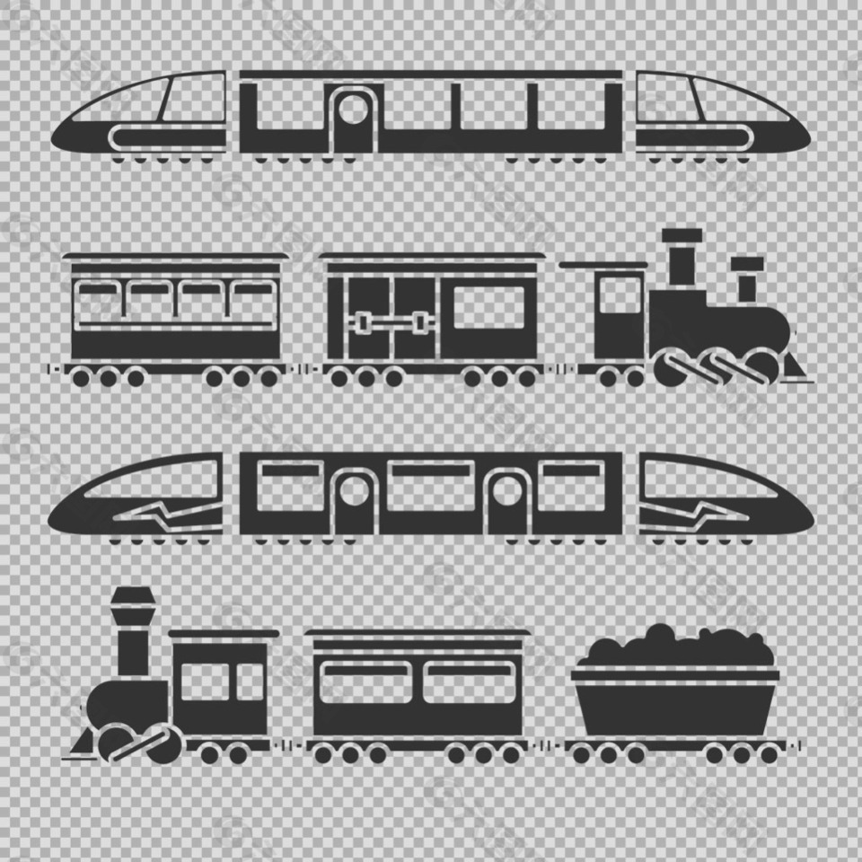 黑色火车插图免抠png透明图层素材