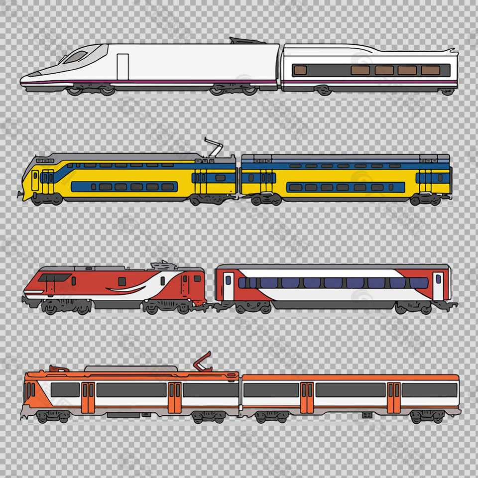 手绘火车高铁插图免抠png透明图层素材