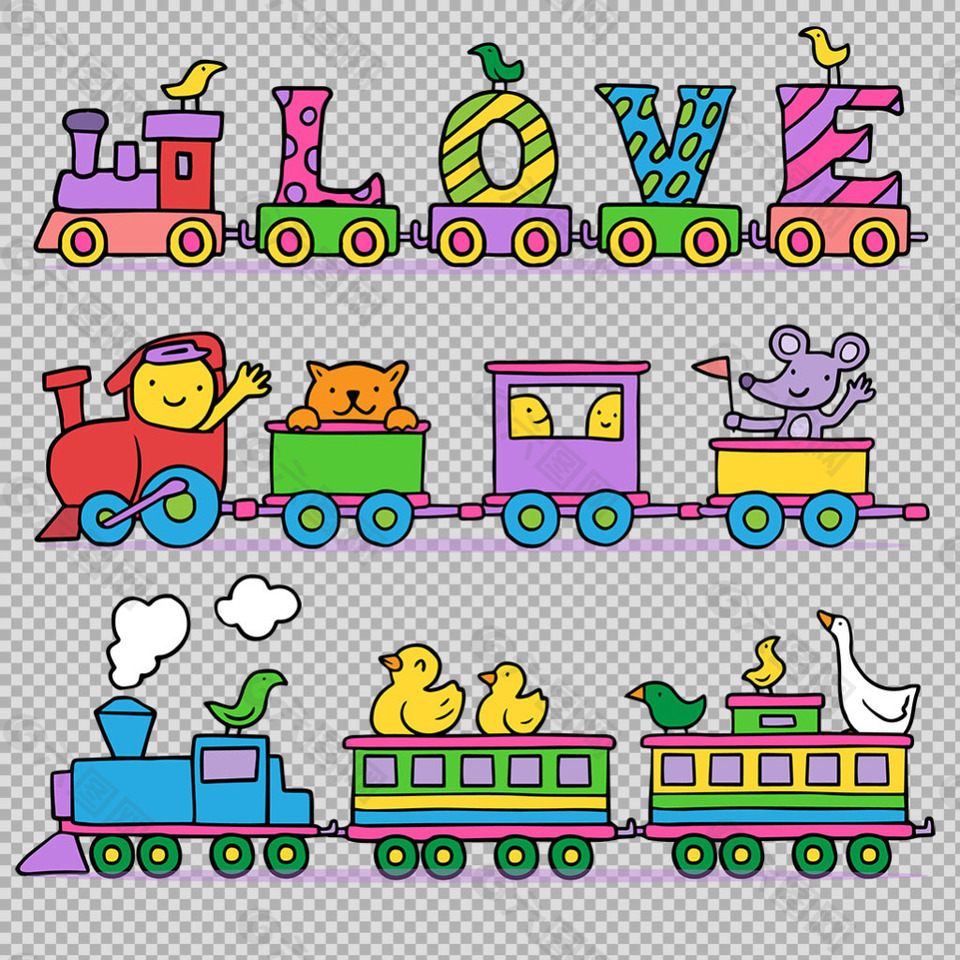 玩具火车插图免抠png透明图层素材