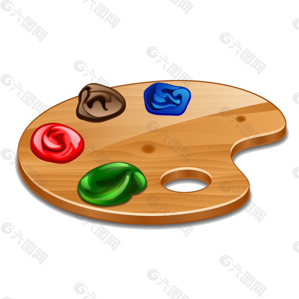 手绘木质调色盘元素